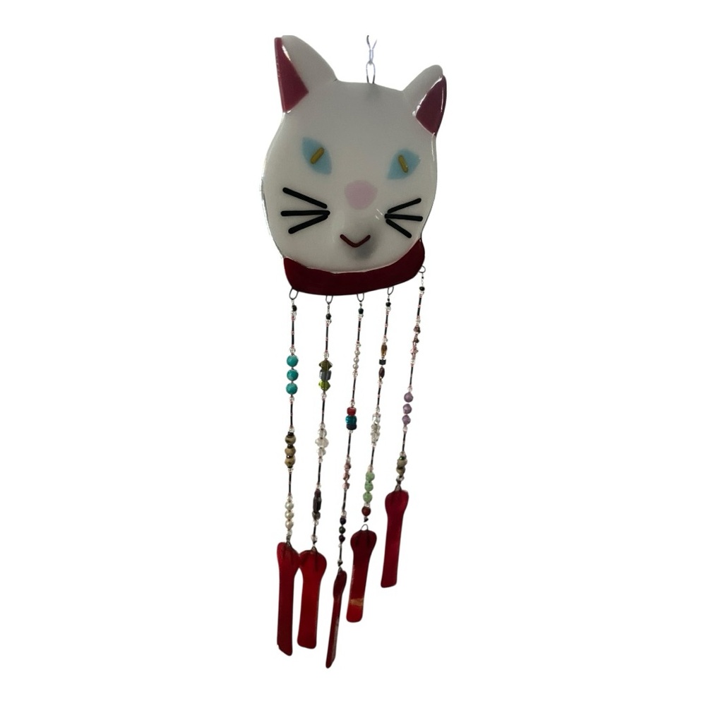 Handmade Glass Cat Wind Chime - Picture 3 of 3
